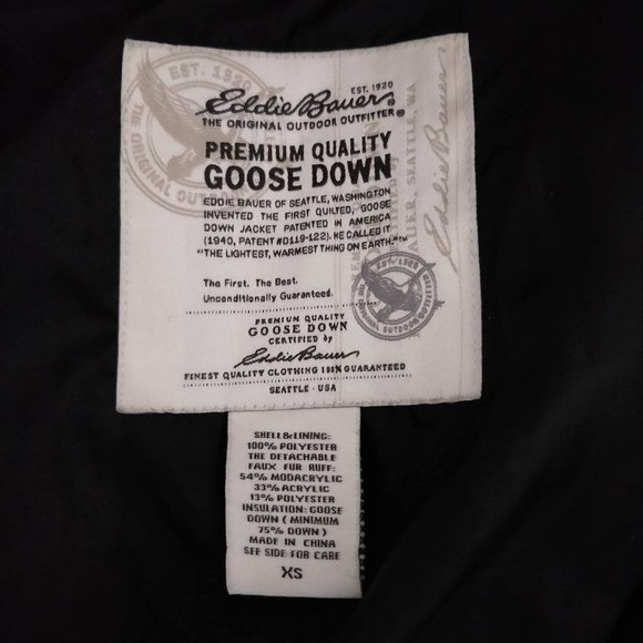 Eddie Bauer Down Jacket, Mid Length, Black, XS - Picture 7 of 7